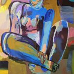 Frankie, 2022, acrylic, oil pastels on canvas,122x122cm