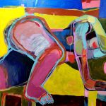 Sheba, 2022, acrylic, oil pastels on canvas, 122x122cm